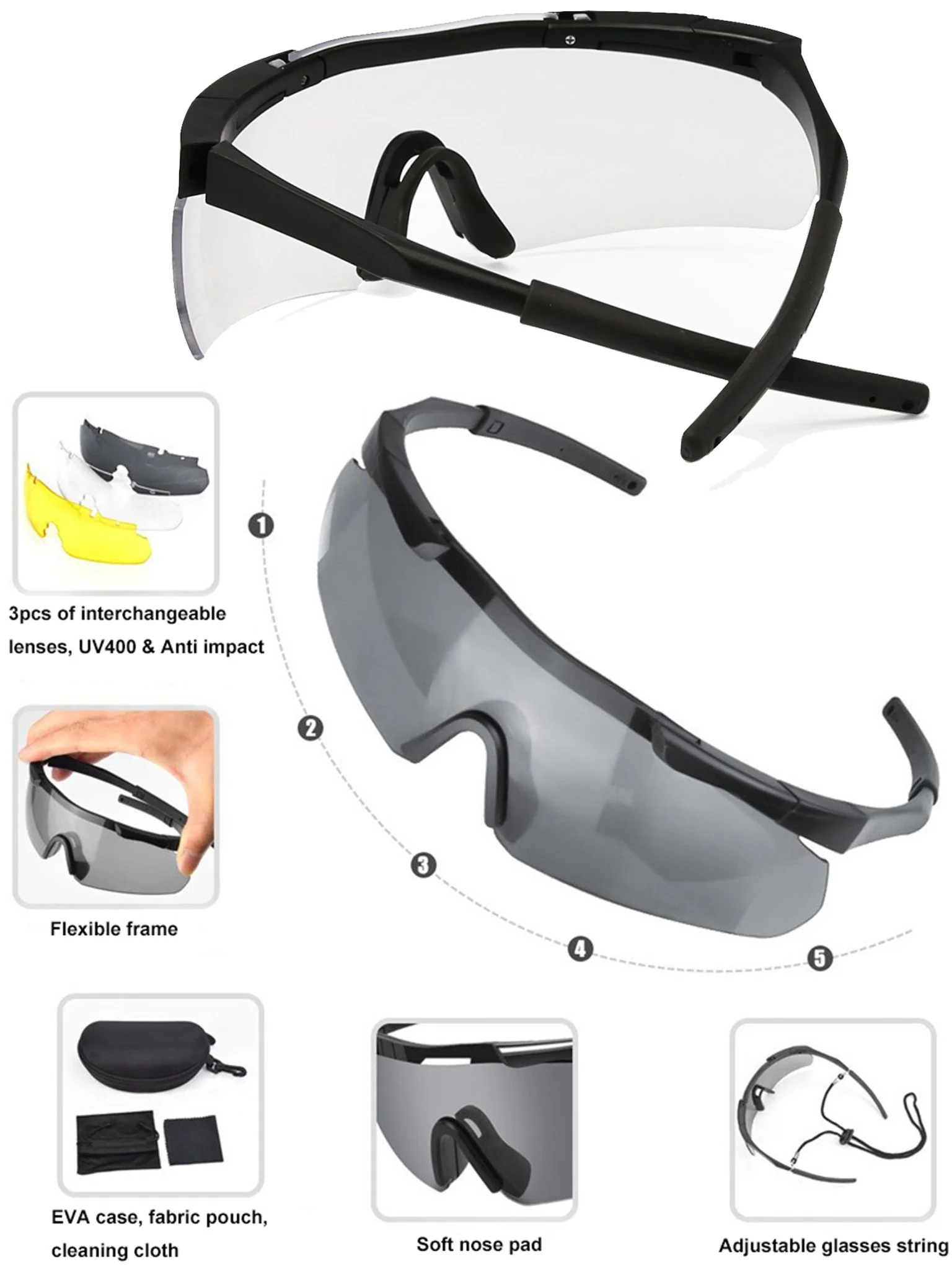 4 Elements Shooting Glasses / Eye protection Clay Pigeon / eyewear skeet glasses - Image 4