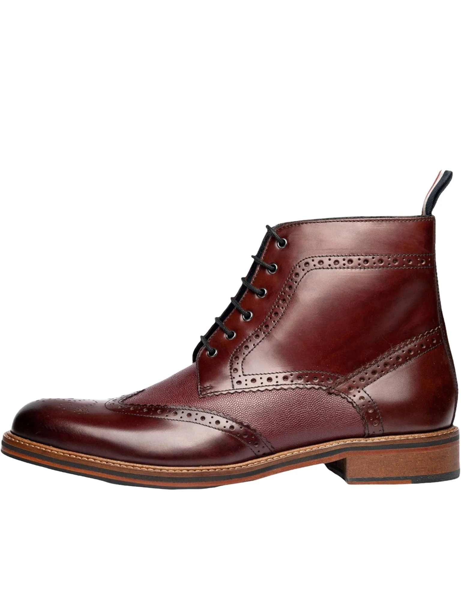Ben Sherman Alfred Mens Lace Up Brogue Boots - Crafted Burnished Leather - Image 4