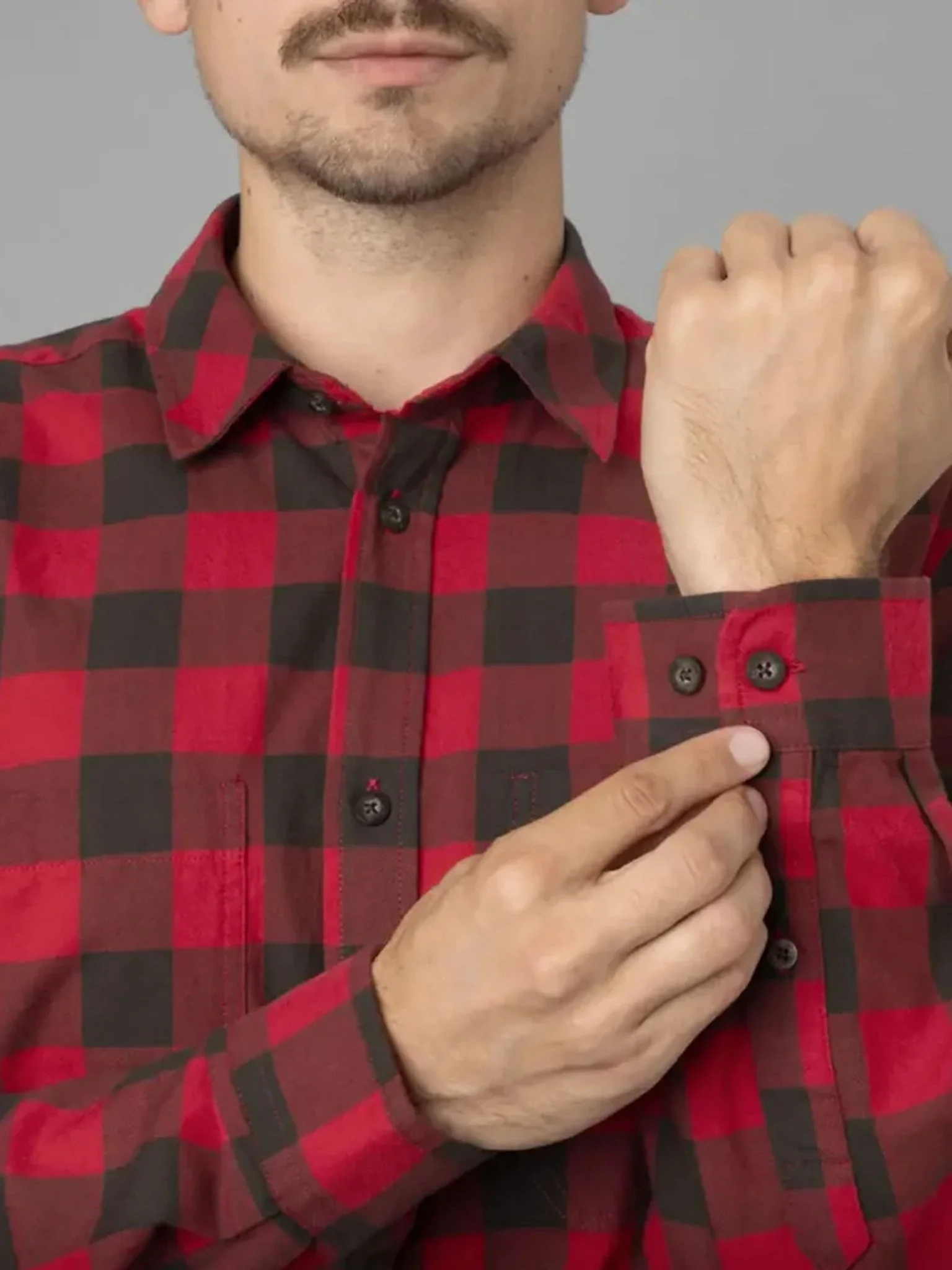 Harkila Scandinavian Long Sleeve Mens Shirt / Brushed cotton check shirts - Image 5