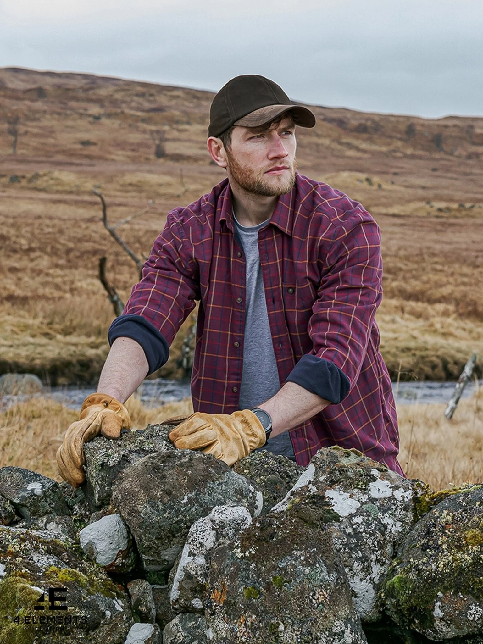 Hoggs of Fife Mens Shirt / Long Sleeve / Micro Fleece Lined shirt / - Bramble - Image 3