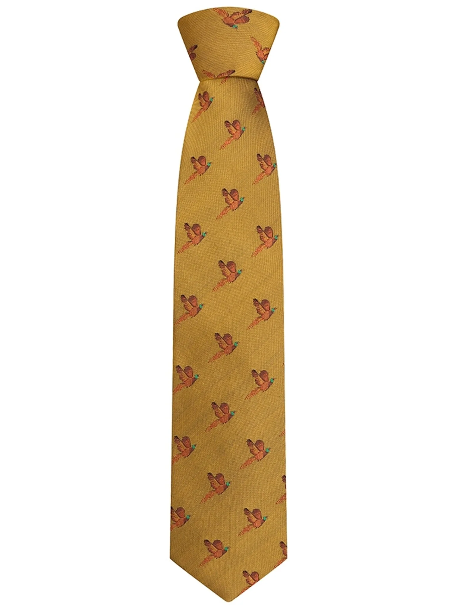 Hoggs of Fife Premium 100% Silk Woven Neck Tie - Pheasant print (Boxed) - Image 3