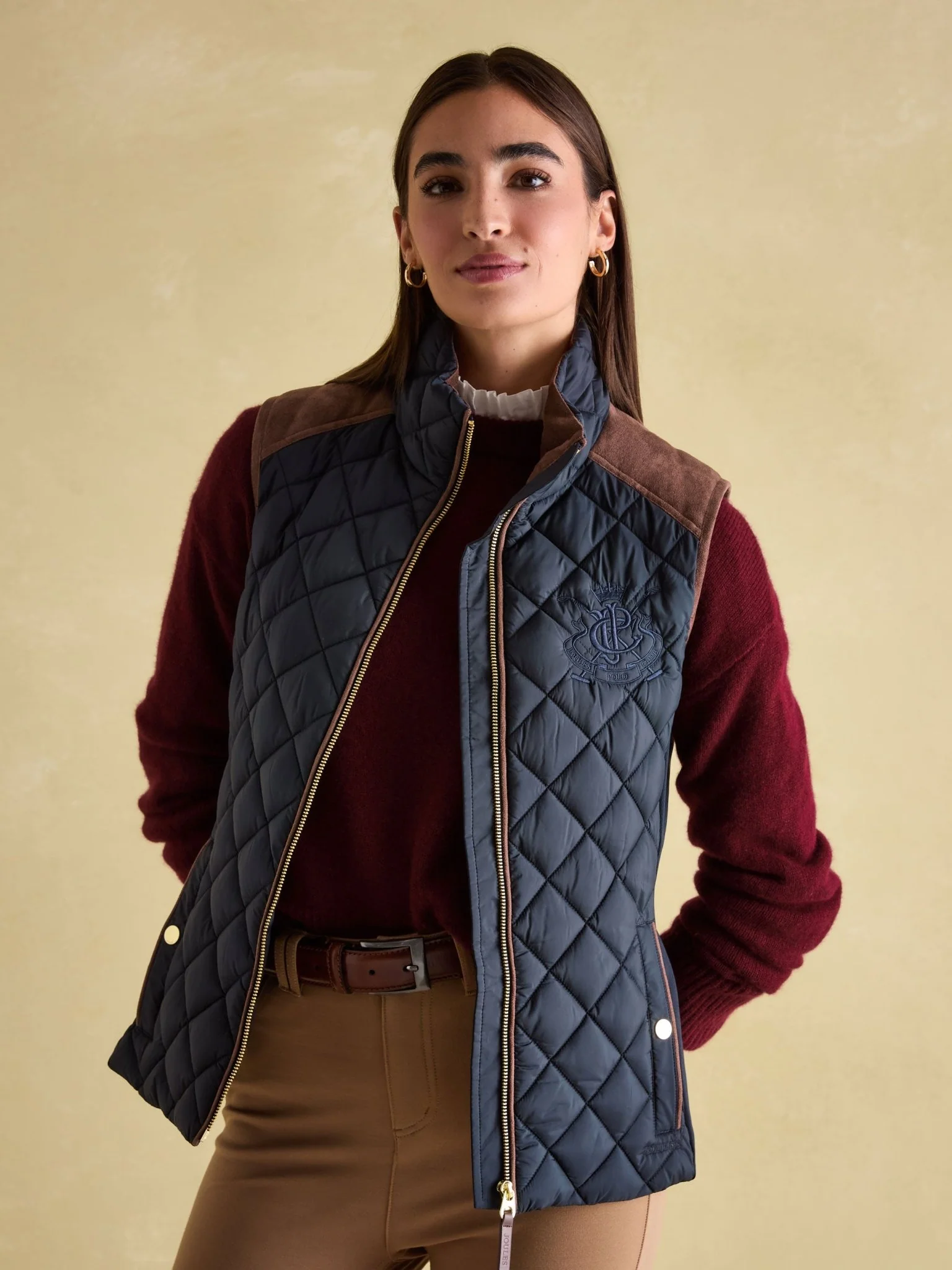 Joules - Joules Braemar Luxe Showerproof Quilted Ladies Gilet, womens waistcoat / Bodywarmer - Image 6