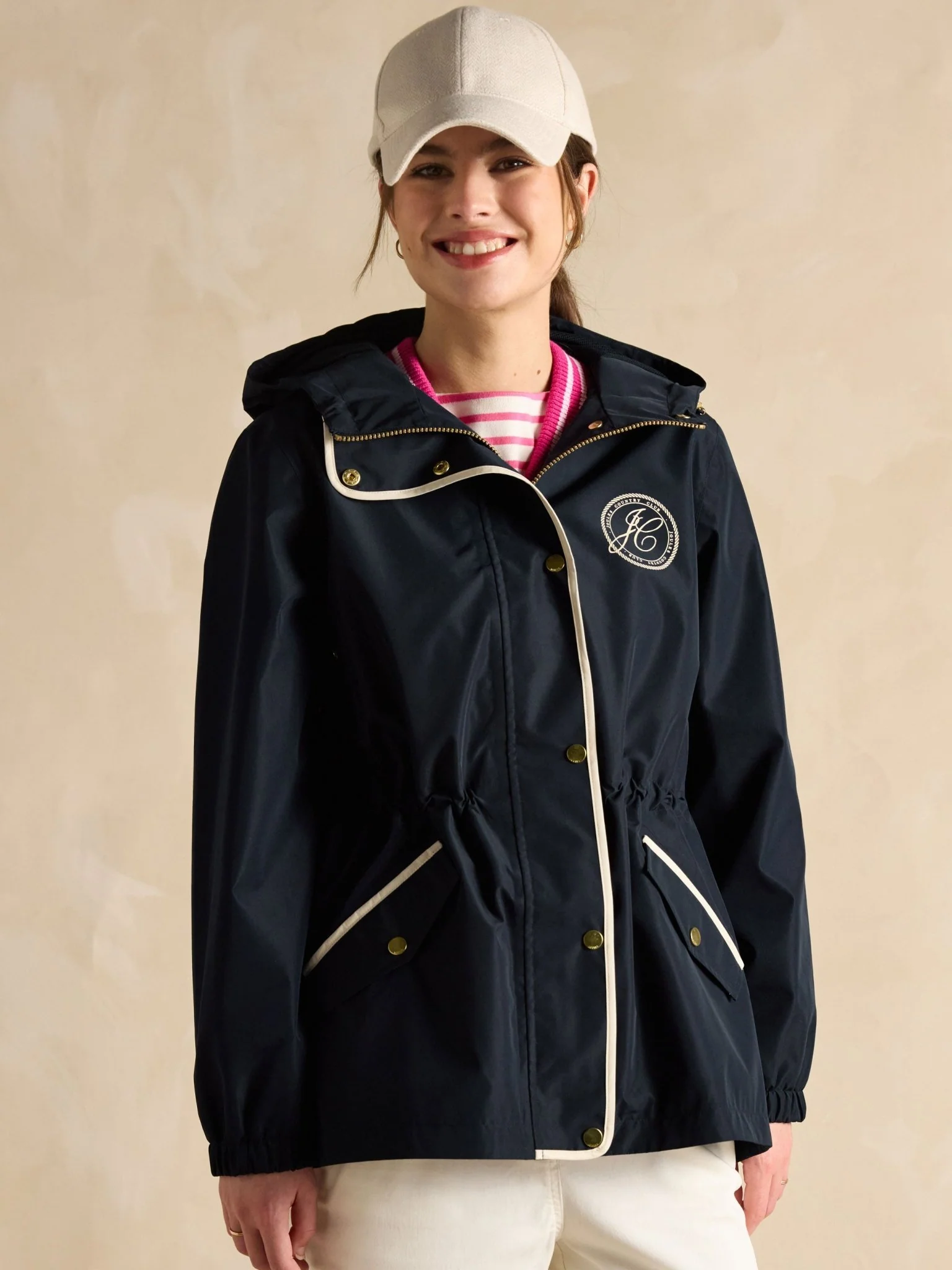 Joules - Joules Womens Holt Packable Waterproof Raincoat with Hood - Ladies - Image 2