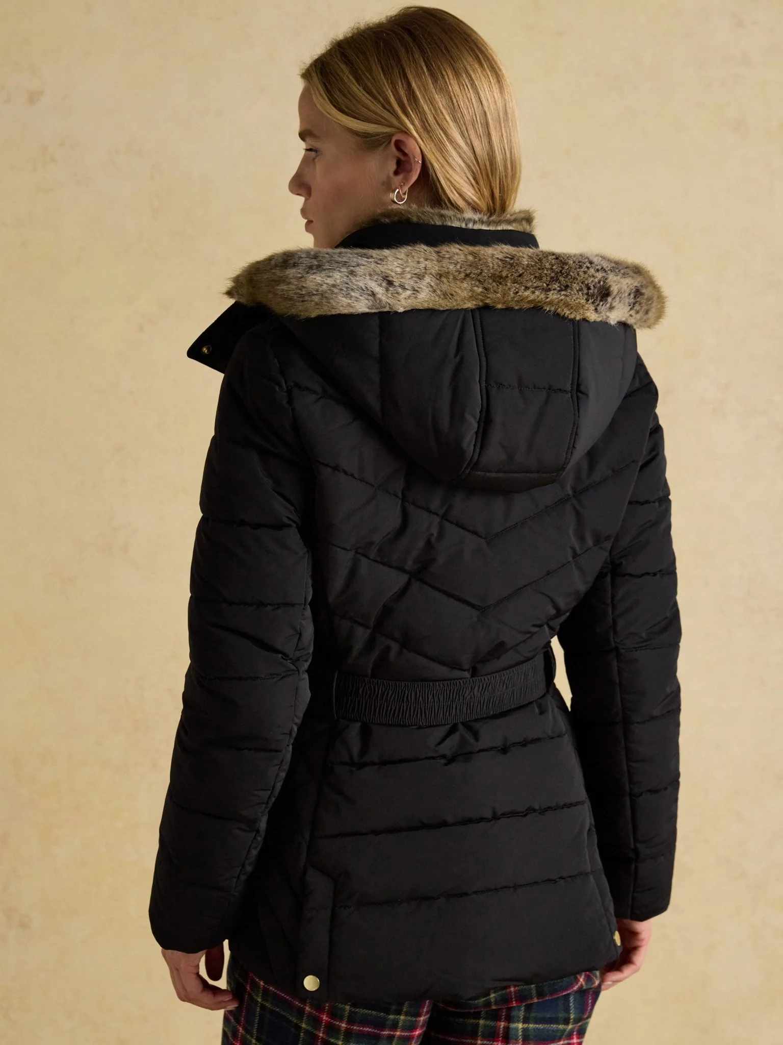 Joules - Ladies Aspen Showerproof Padded womens Coat with Faux Fur removable Hood - Image 4