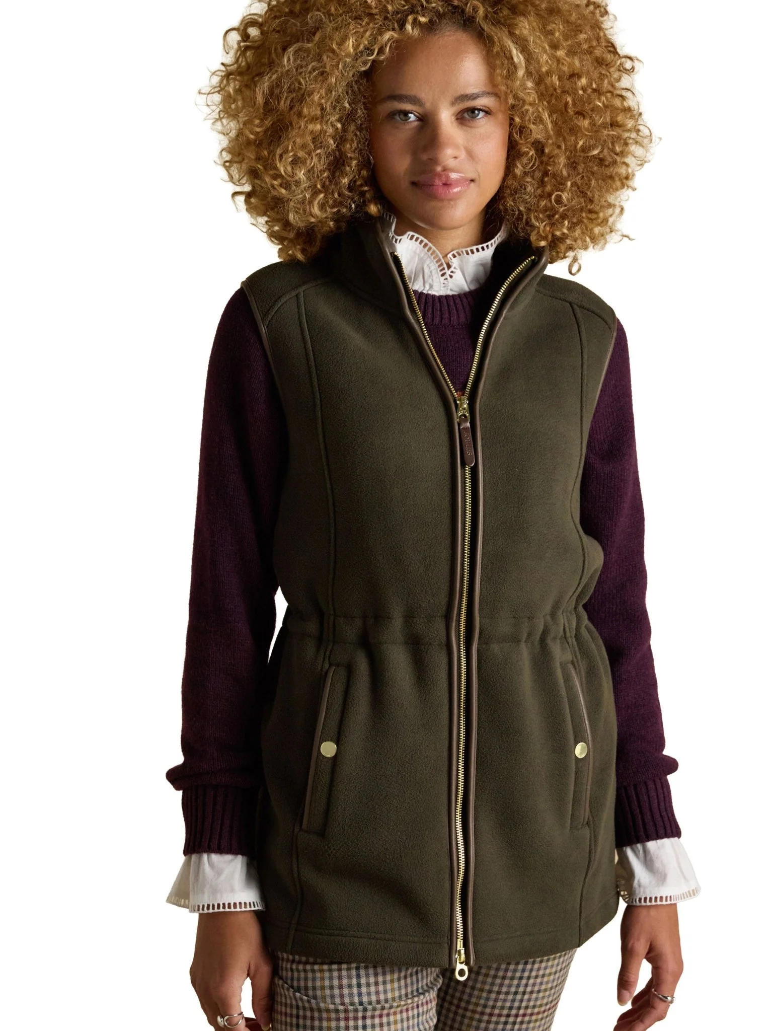 Joules Womens Heritage Longline Fleece Gilet / Ladies Full zip fleece waistcoat Vest - Image 3