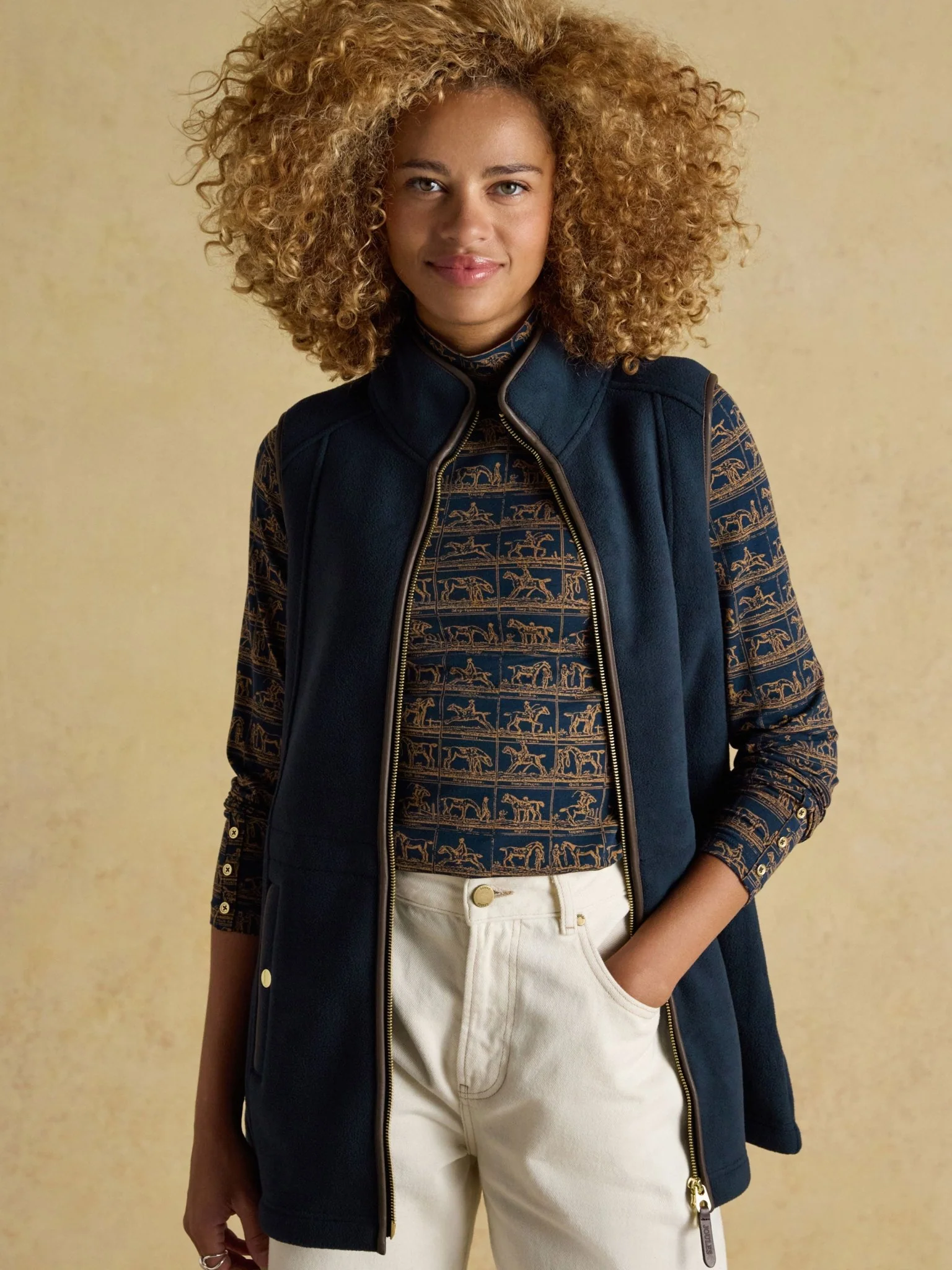 Joules Womens Heritage Longline Fleece Gilet / Ladies Full zip fleece waistcoat Vest - Image 8