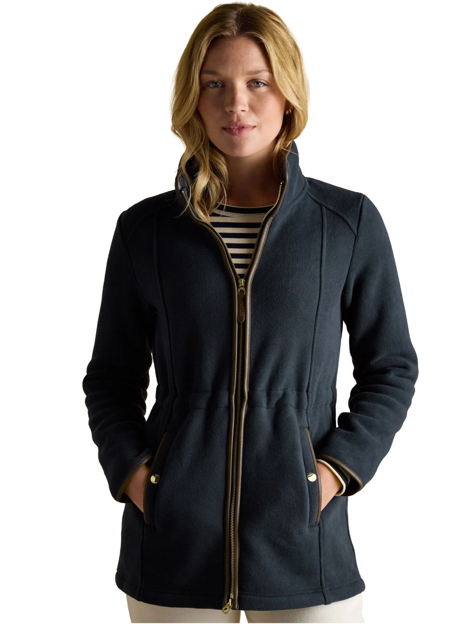 Joules Womens Heritage Longline Fleece Jacket / Ladies Full zip fleece coat - Image 2