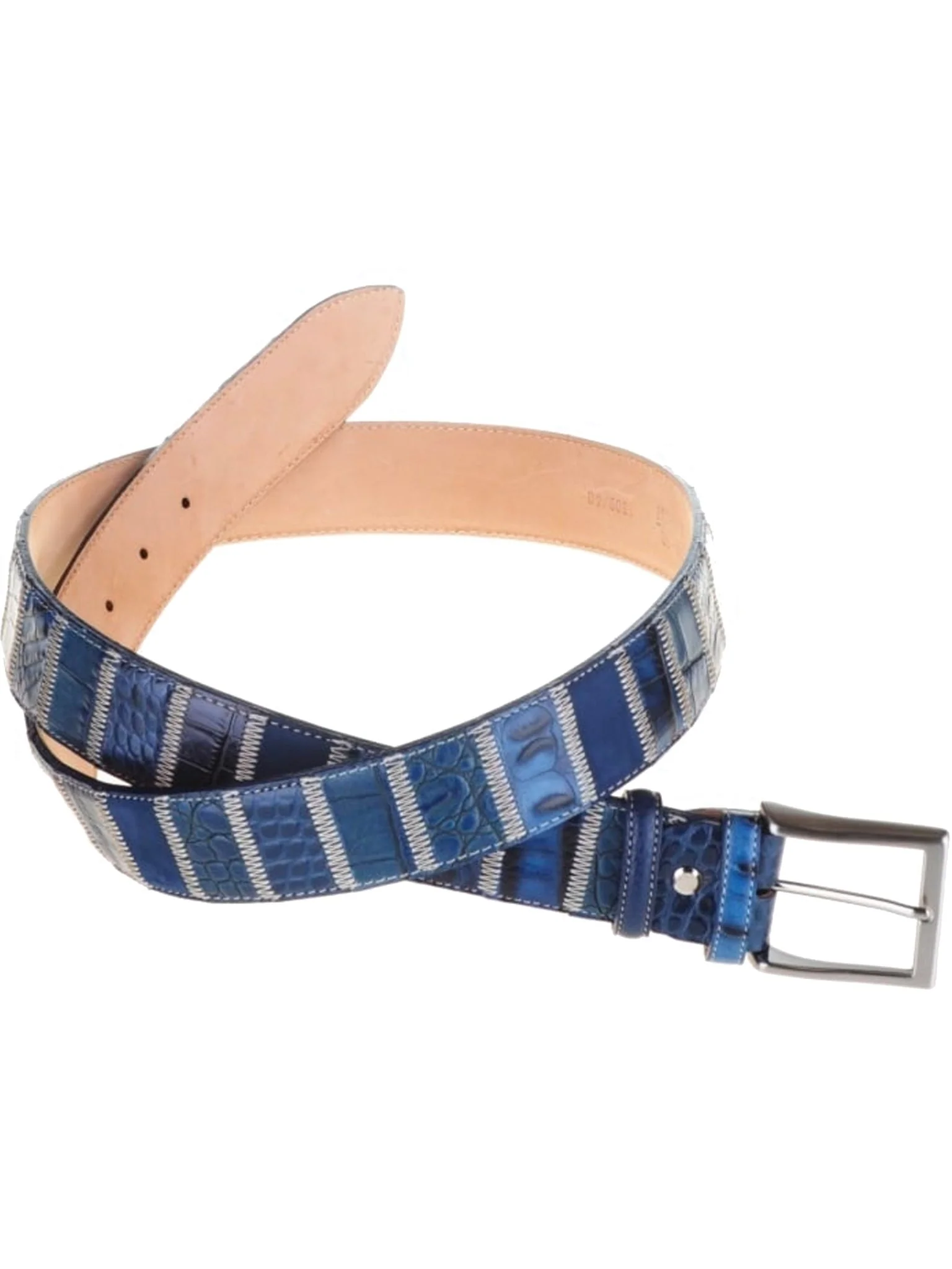Robert Charles Belts 1609 Patchwork Blue Mens Leather Belt 40mm - Made in Italy - 100% Leather - Image 5