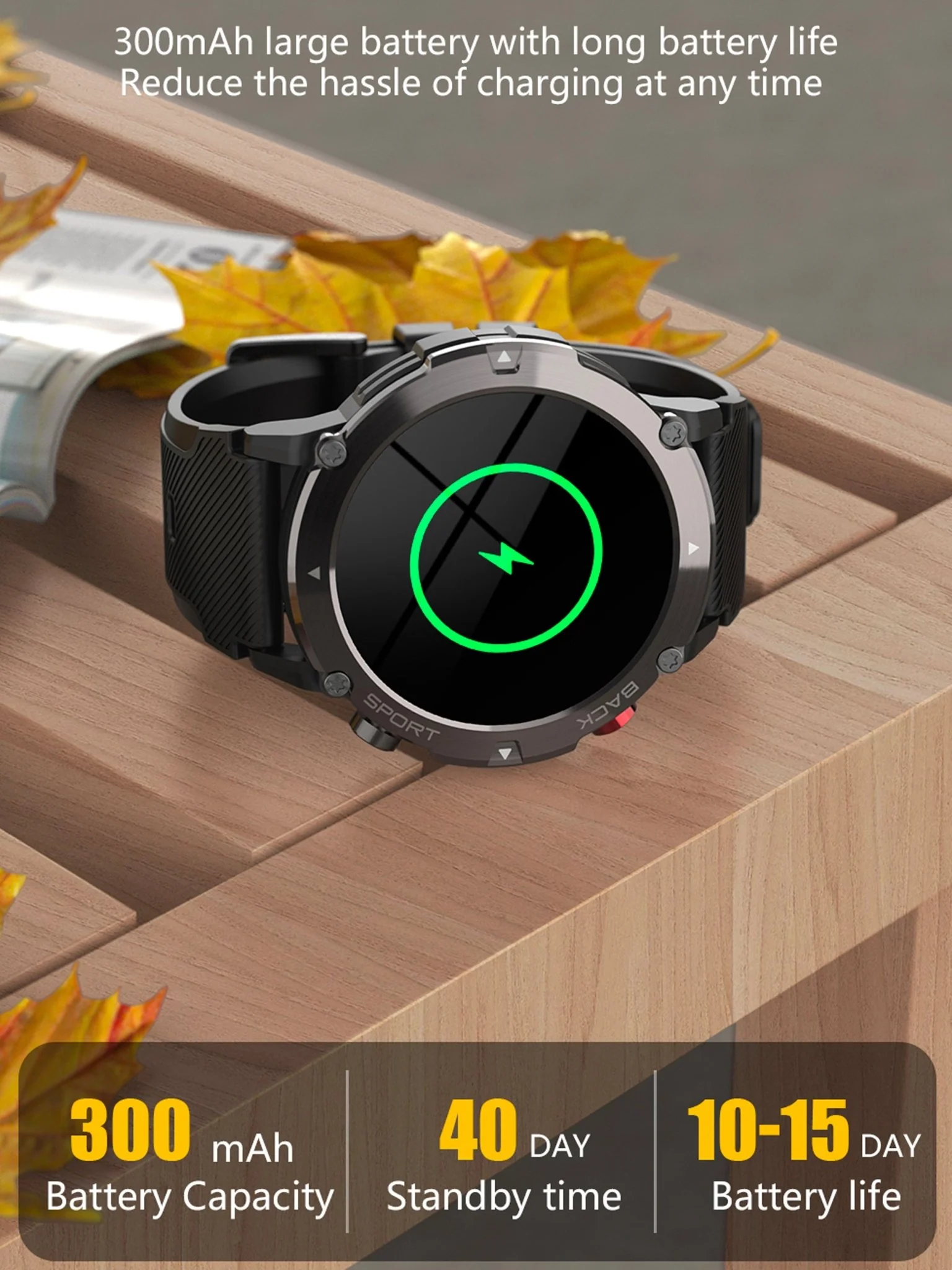TELSA UK - Smart Watch Waterproof T4EC Alloy military style mens Sports & fitness digital Watch with Touch Screen display, Fitness Watch, Heart Rate, Step counter Smart Watch for men IOS & Android - Image 10