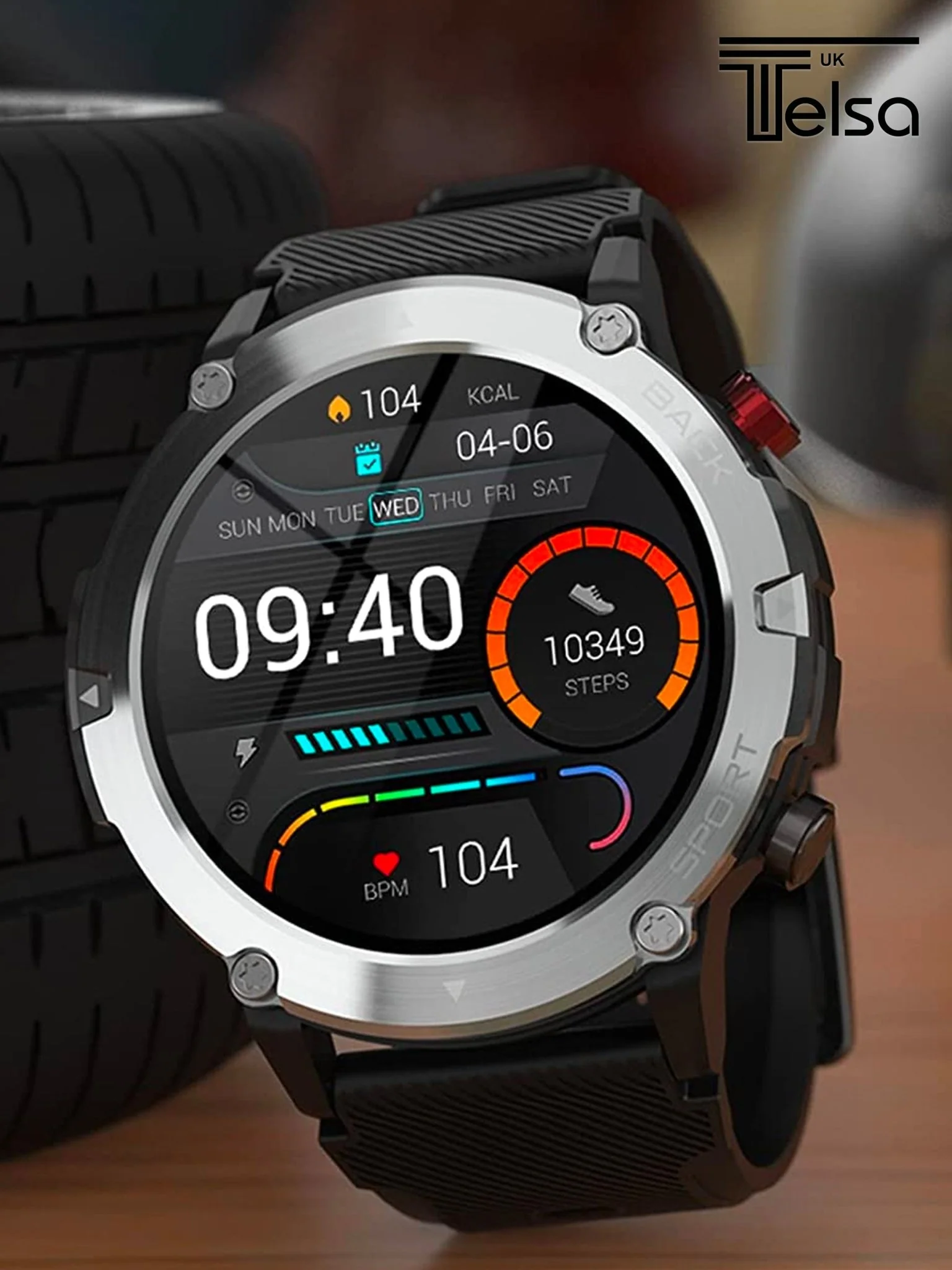 TELSA UK - Smart Watch Waterproof T4EC Alloy military style mens Sports & fitness digital Watch with Touch Screen display, Fitness Watch, Heart Rate, Step counter Smart Watch for men IOS & Android - Image 6