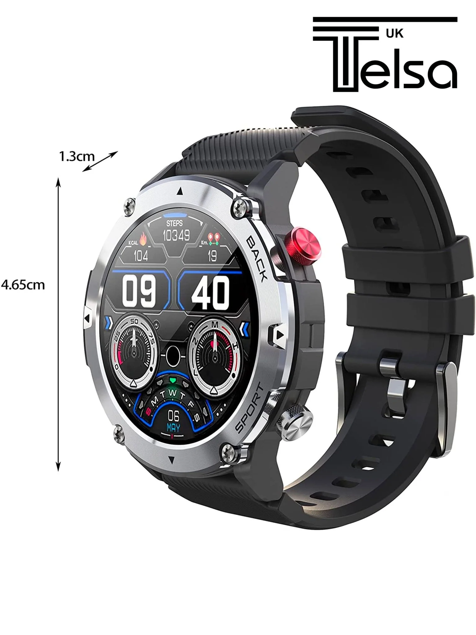 TELSA UK - Smart Watch Waterproof T4EC Alloy military style mens Sports & fitness digital Watch with Touch Screen display, Fitness Watch, Heart Rate, Step counter Smart Watch for men IOS & Android - Image 8