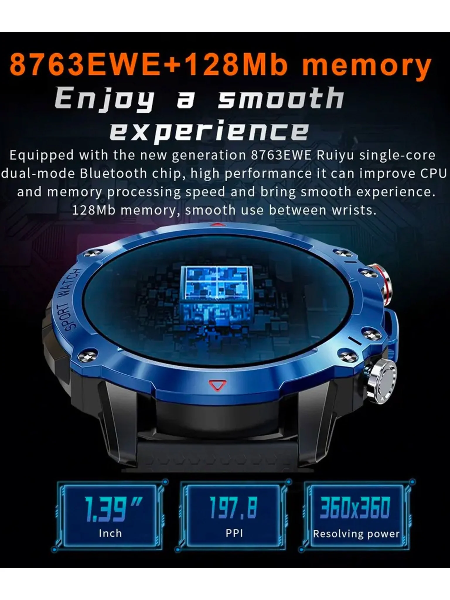 TELSA UK - Waterproof Smart Watch T410 Sports & fitness digital Watch military style mens with Touch Screen display, Fitness Watch, Smart Watch for men IOS & Android - Image 8