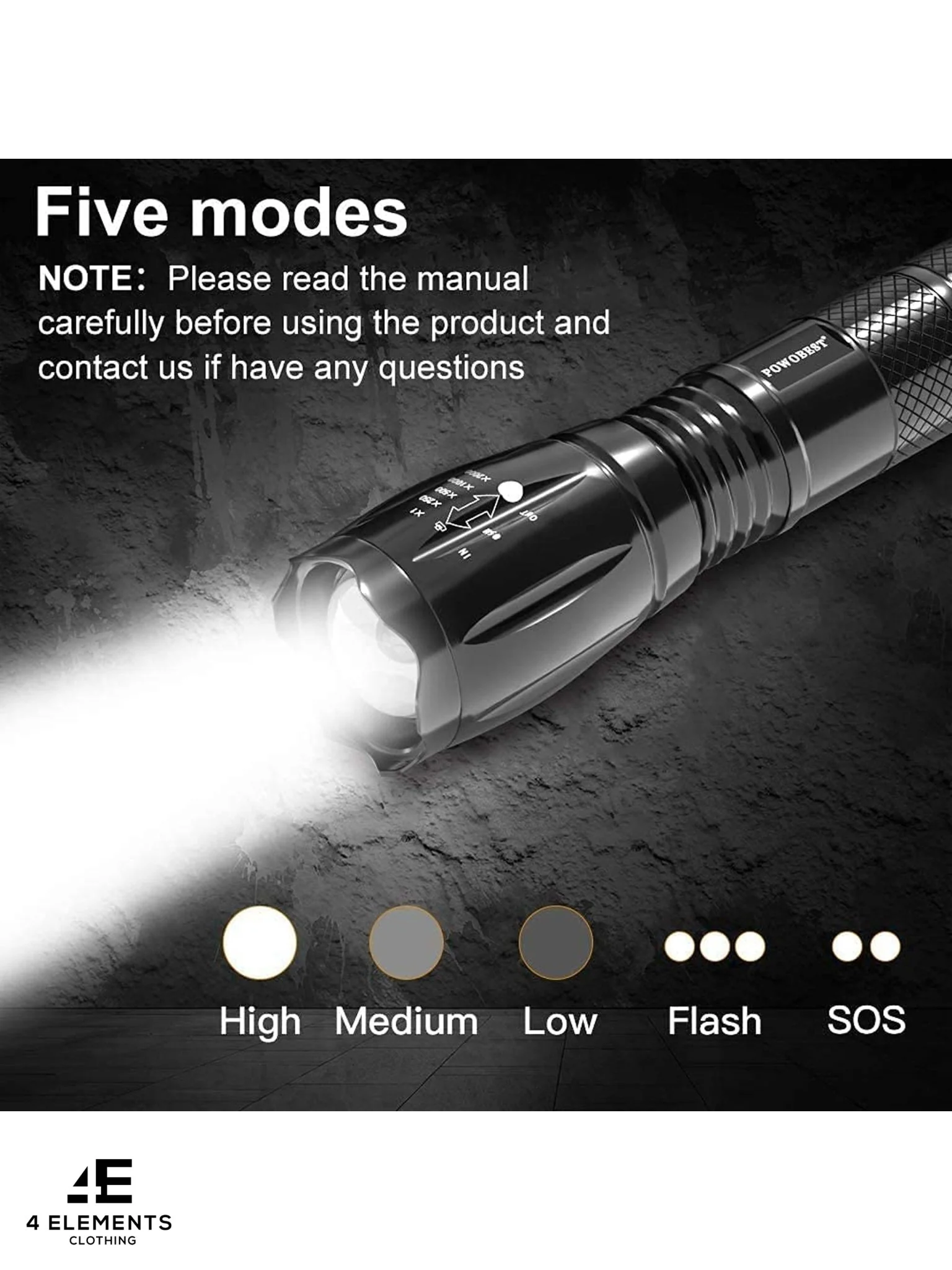 Telsa - Waterproof Zoom Aluminium LED Tactical Torch Flashlight - Free 2 x 18650 (Button Top) Batteries - Image 3
