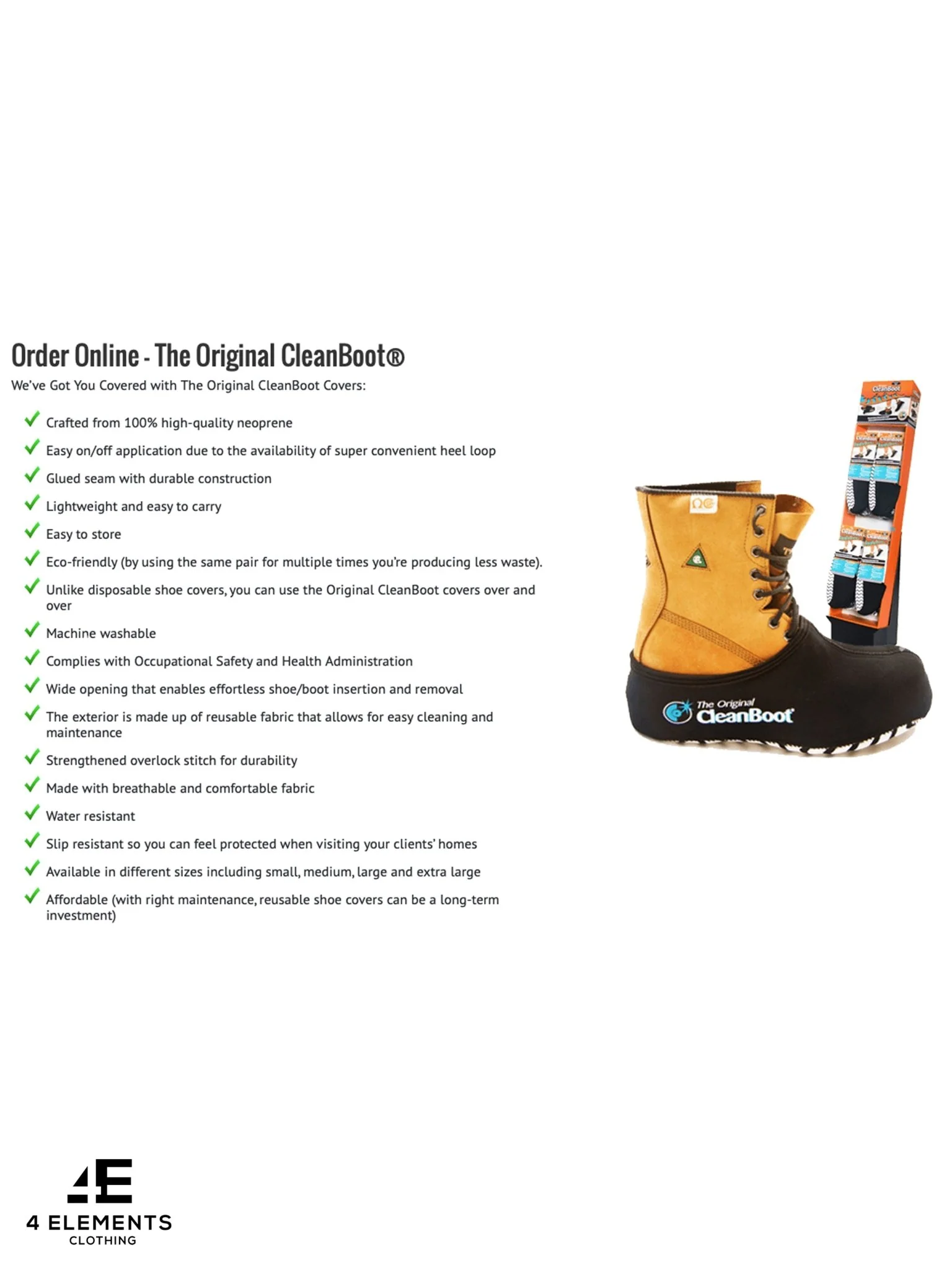 The Original CleanBoot ™ Professional, Stretchable design with a grippy sole, Protect your floor. - Image 7