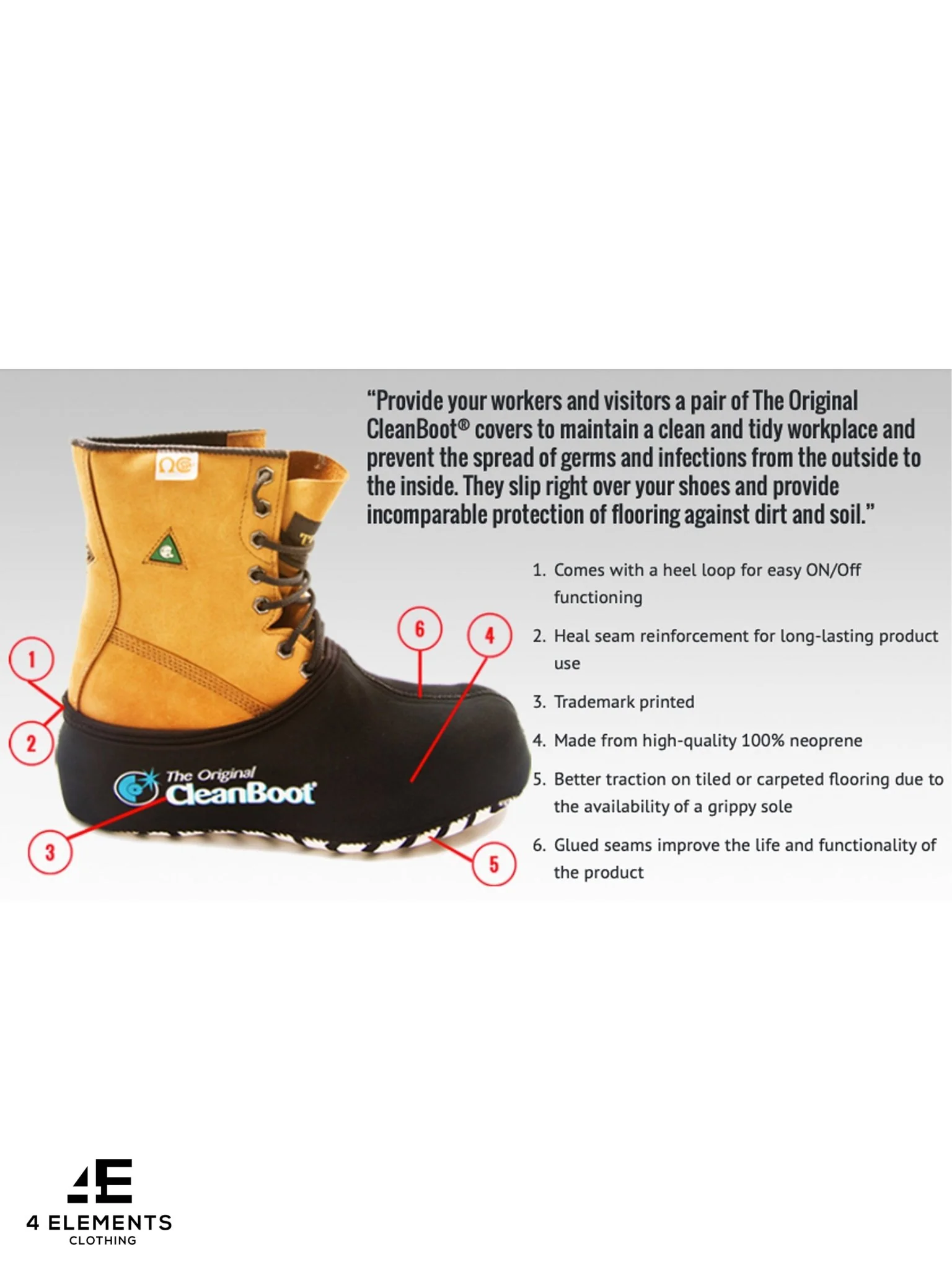 The Original CleanBoot ™ Professional, Stretchable design with a grippy sole, Protect your floor. - Image 8