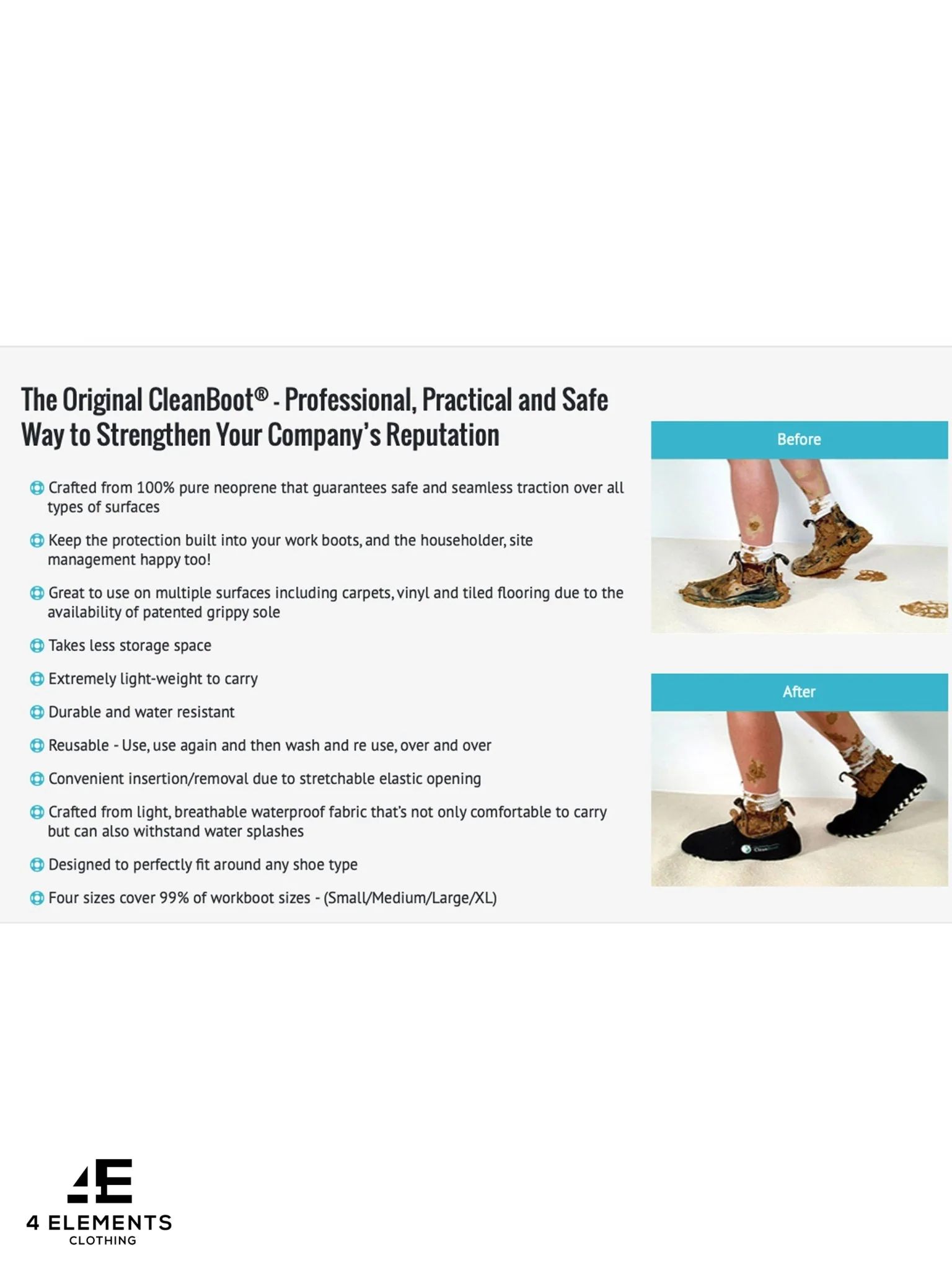 The Original CleanBoot ™ Professional, Stretchable design with a grippy sole, Protect your floor. - Image 9